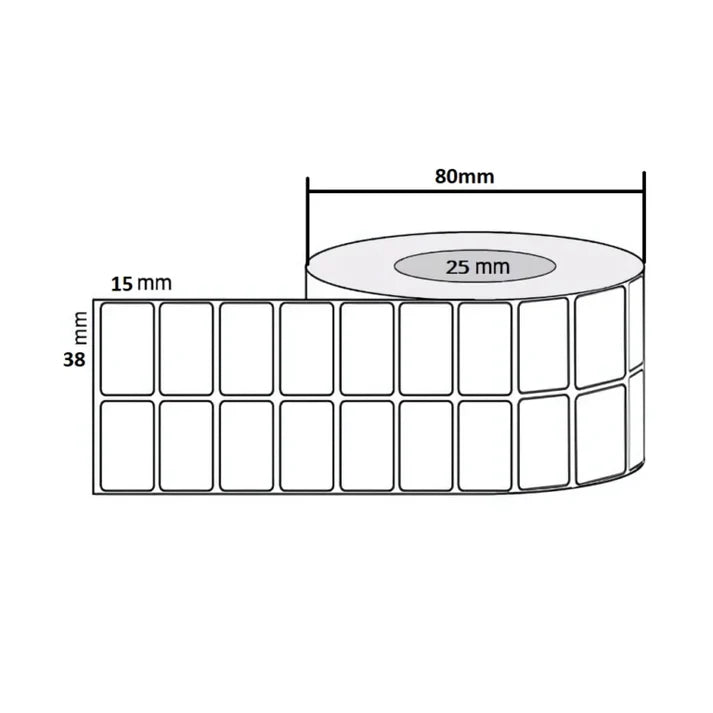38×15 mm 1.5×0.6 Inch 2up Label Roll Direct Thermal Label DT | 4000 Stickers per Roll