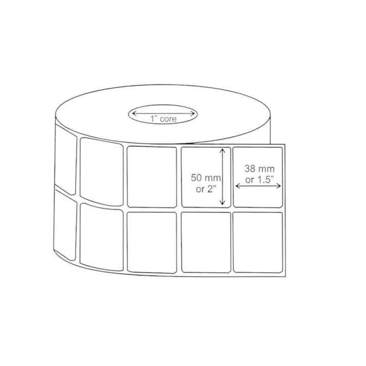 50×38 mm 2×1.5 Inch 2up Label Roll Direct Thermal Barcode DT | 2000 Stickers per Roll