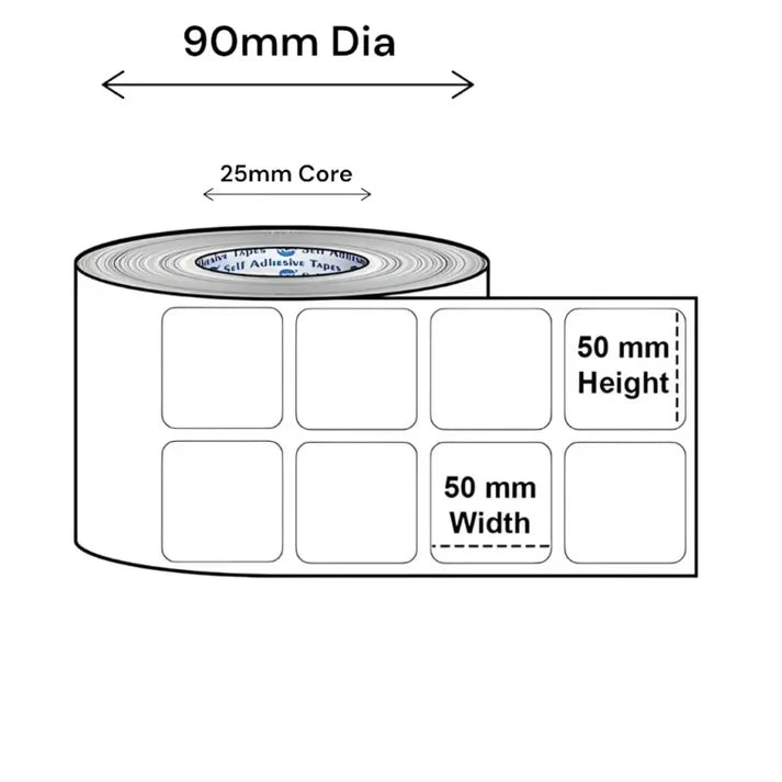 50×50 mm 2×2 Inch 2up Label Roll Direct Thermal DT Barcode | 2000 Stickers per Roll