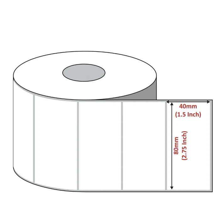 80×40 mm 3.15×1.5” Direct Thermal Label Roll Thermal Transfer Label DT | 1000 stickers per Roll