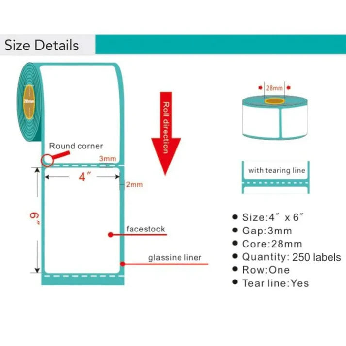 (4X6 Inch) 100X150mm Direct Thermal Barcode Sticker Shipping Label Paper Self-adhesive | 3 – 36 PACK