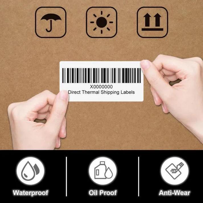 50X25mm Direct Thermal Barcode Sticker Label Paper (2X1 INCH) Self-adhesive | 6 PACK