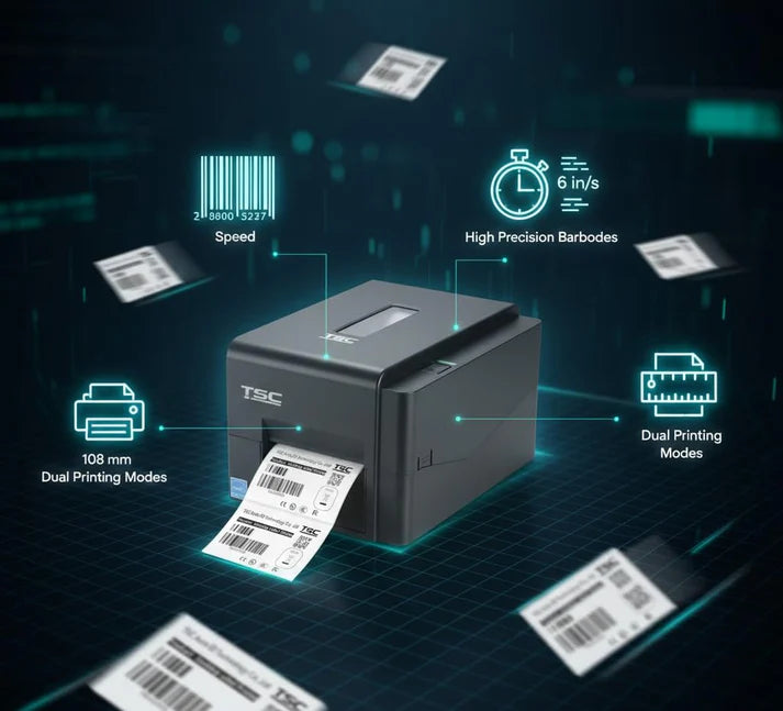 TSC TE244 Desktop Thermal Transfer Barcode Printer with USB Connectivity 203 DPI Bar Code Label Printer, Black