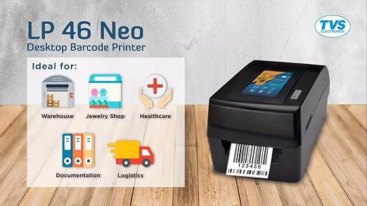 TVS ELECTRONICS LP 46 Lite |Thermal Label Printer| Supports Both 0.5 Inch|1 Inch Ribbon core |High Ribbon Capacity of 300 Meters| Resolution 203 dpi | Direct Thermal and Thermal Printer